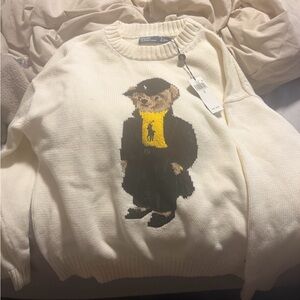 Polo by Ralph Lauren Cream Sweater with Bear Graphic
